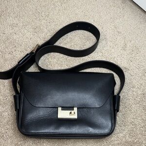 All Saints Black Leather Crossbody Bag